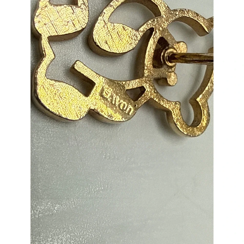 Vintage Avon Teddy Bear Lapel Pin Gold Tone Silver Tone Textured Paws Signed